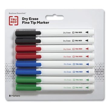 TRU RED™ Dry Erase Marker, Pen-style, Fine Bullet Tip, Four Assorted Colors, 8-pack freeshipping - TVN Wholesale
